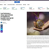 Las fusiones y otras operaciones en Espaa se hunden ms del 60 % hasta mayo